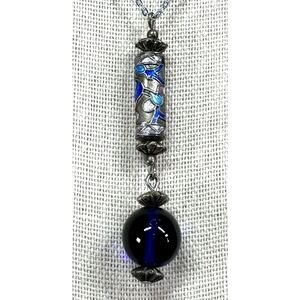 Vintage Cloisonne Style Enamel Pendant Necklace